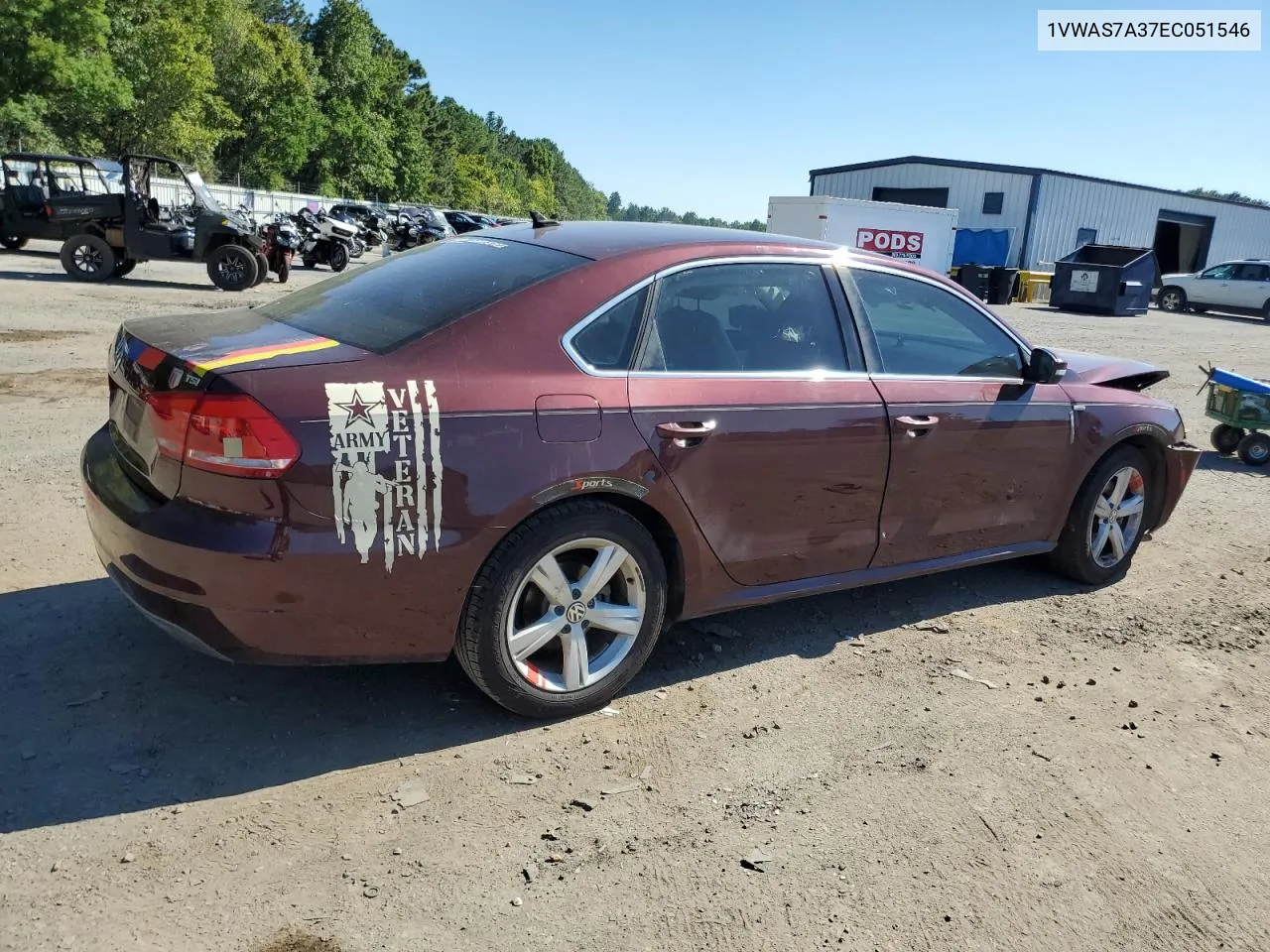 2014 Volkswagen Passat S VIN: 1VWAS7A37EC051546 Lot: 71072184