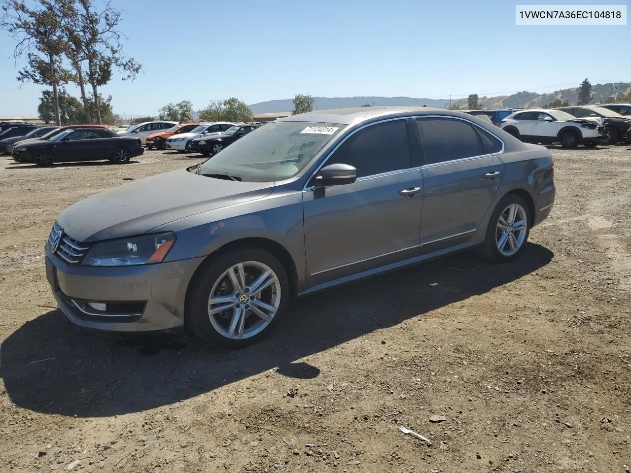 2014 Volkswagen Passat Sel VIN: 1VWCN7A36EC104818 Lot: 71124314