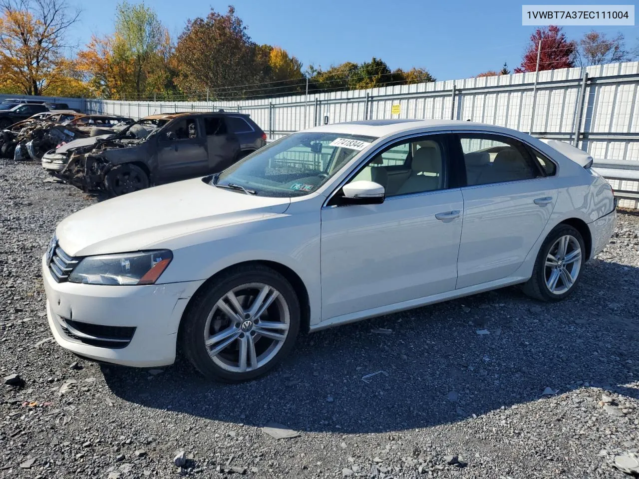 2014 Volkswagen Passat Se VIN: 1VWBT7A37EC111004 Lot: 77418344