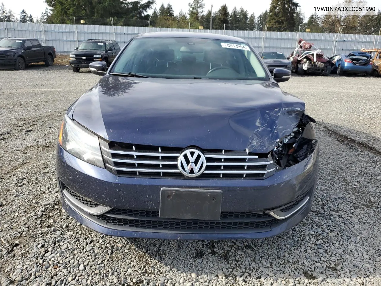 2014 Volkswagen Passat Se VIN: 1VWBN7A3XEC051990 Lot: 78013904