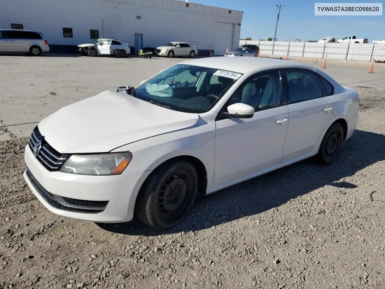 2014 Volkswagen Passat S VIN: 1VWAS7A38EC098620 Lot: 79726784