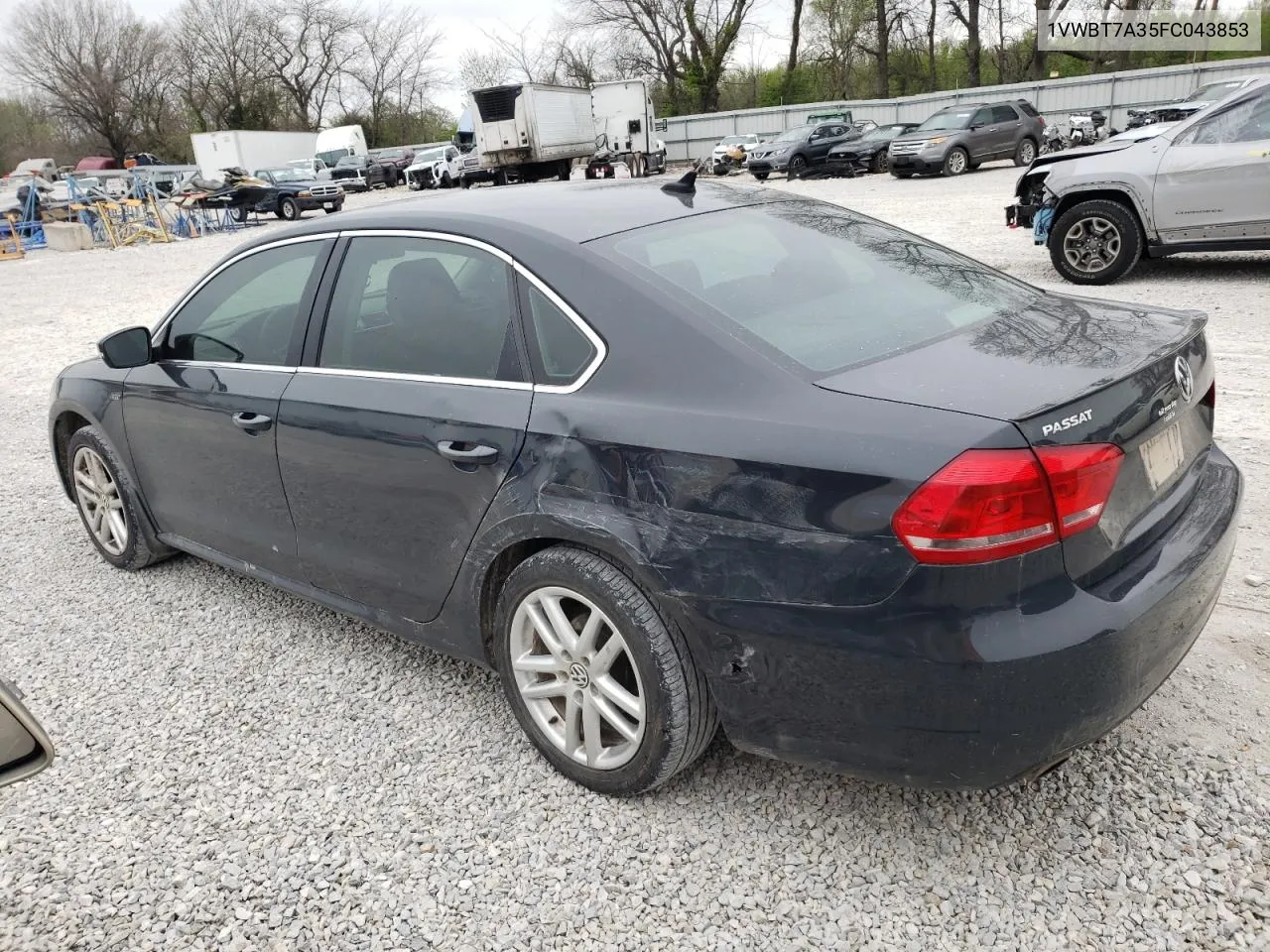 2015 Volkswagen Passat Se VIN: 1VWBT7A35FC043853 Lot: 49811034