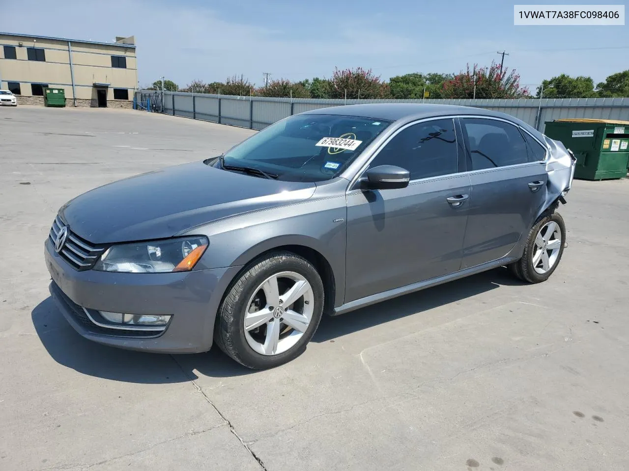 2015 Volkswagen Passat S VIN: 1VWAT7A38FC098406 Lot: 67983244