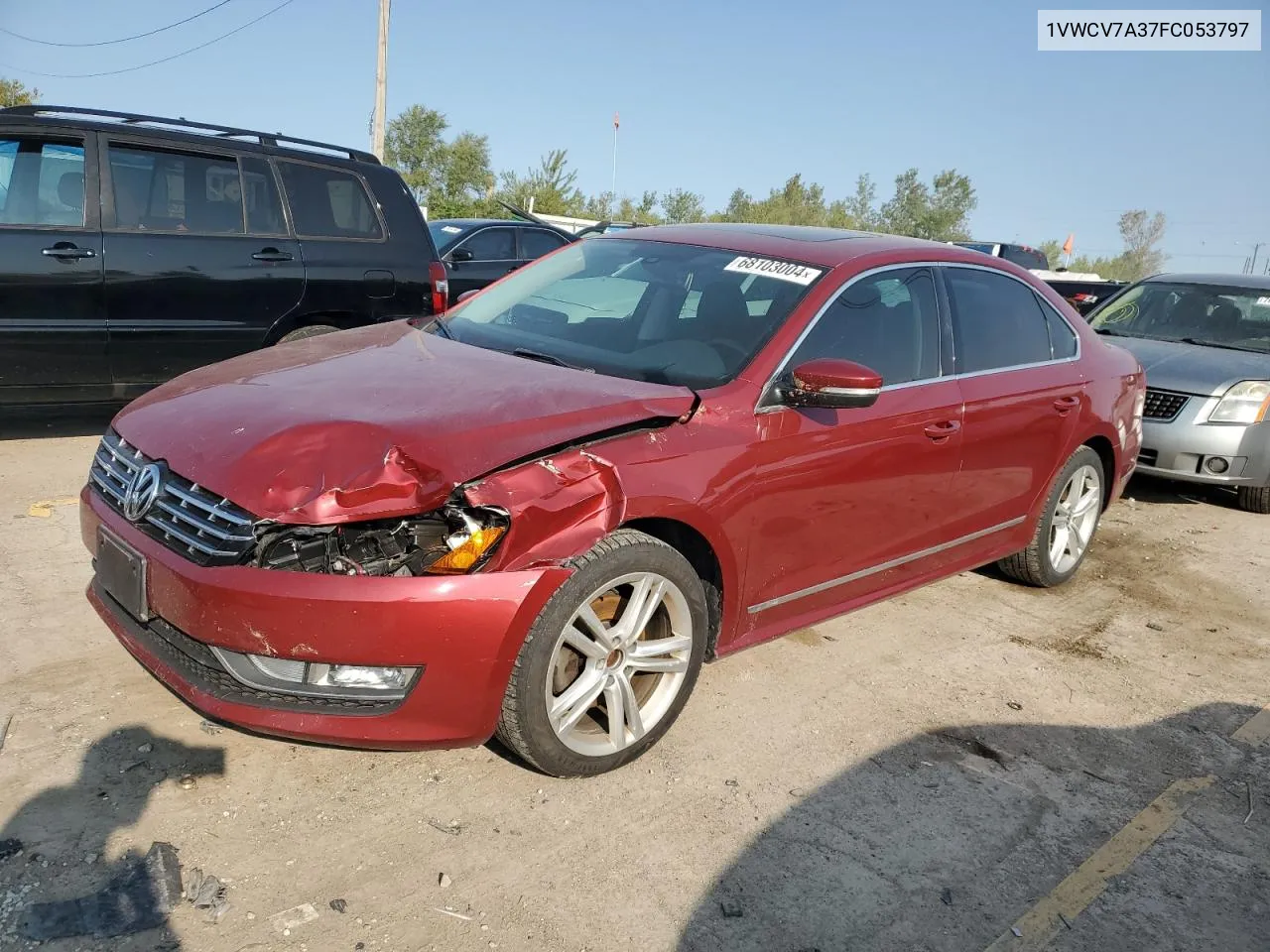 2015 Volkswagen Passat Sel VIN: 1VWCV7A37FC053797 Lot: 68103004