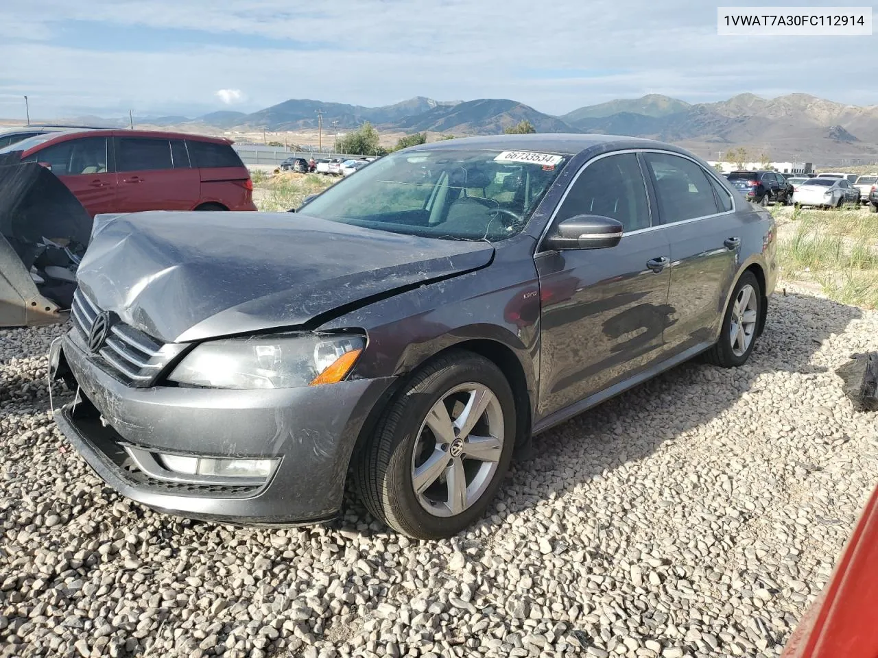 2015 Volkswagen Passat S VIN: 1VWAT7A30FC112914 Lot: 69821594