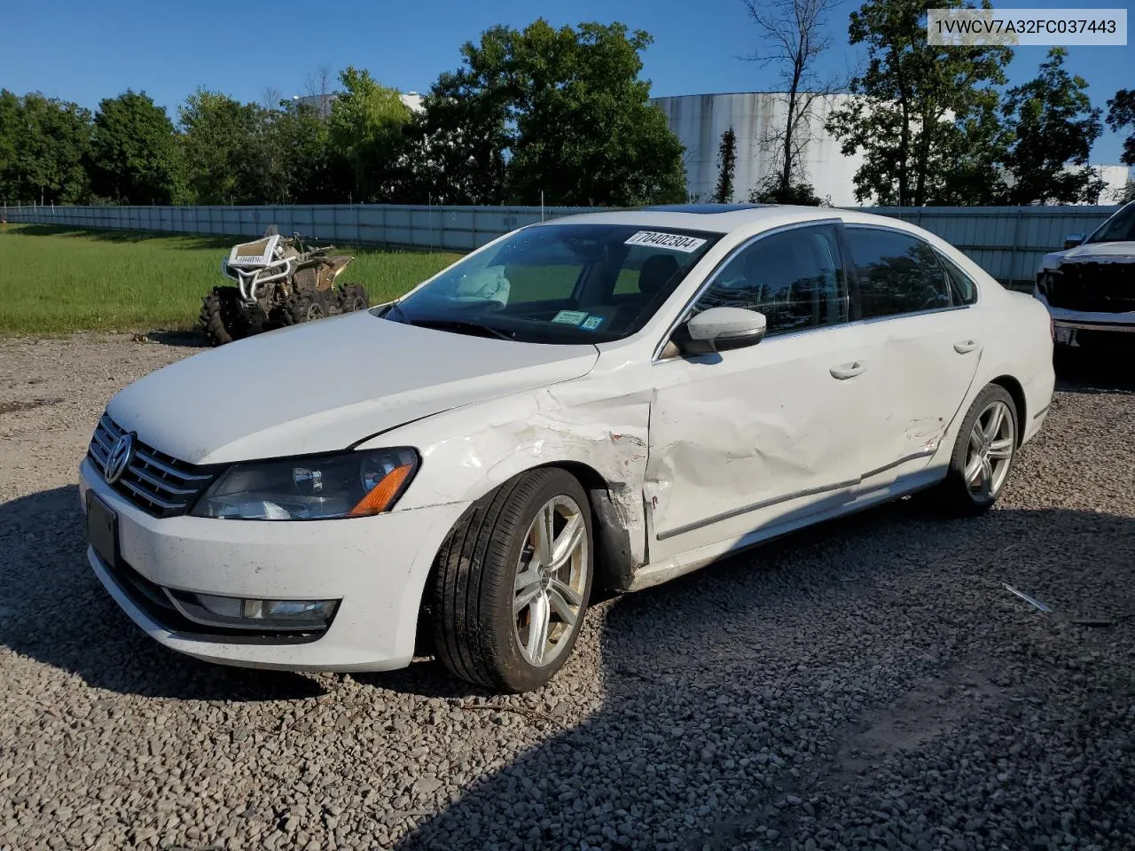 2015 Volkswagen Passat Sel VIN: 1VWCV7A32FC037443 Lot: 70402304