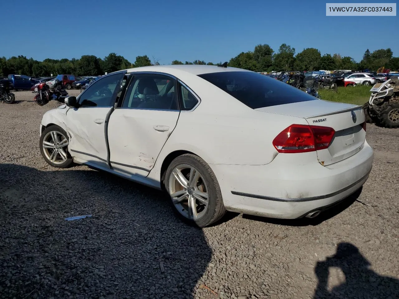 2015 Volkswagen Passat Sel VIN: 1VWCV7A32FC037443 Lot: 70402304