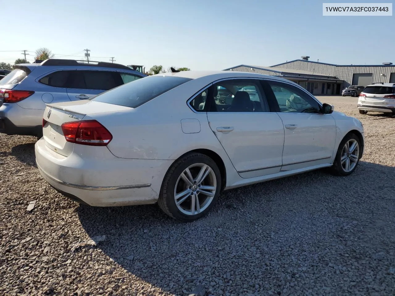 2015 Volkswagen Passat Sel VIN: 1VWCV7A32FC037443 Lot: 70402304