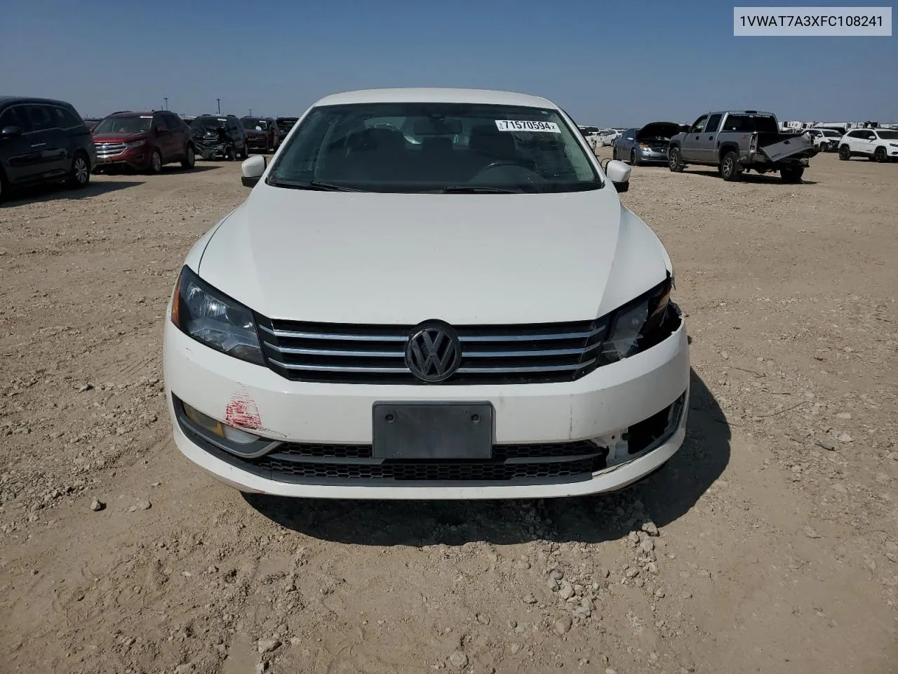 2015 Volkswagen Passat S VIN: 1VWAT7A3XFC108241 Lot: 71570594