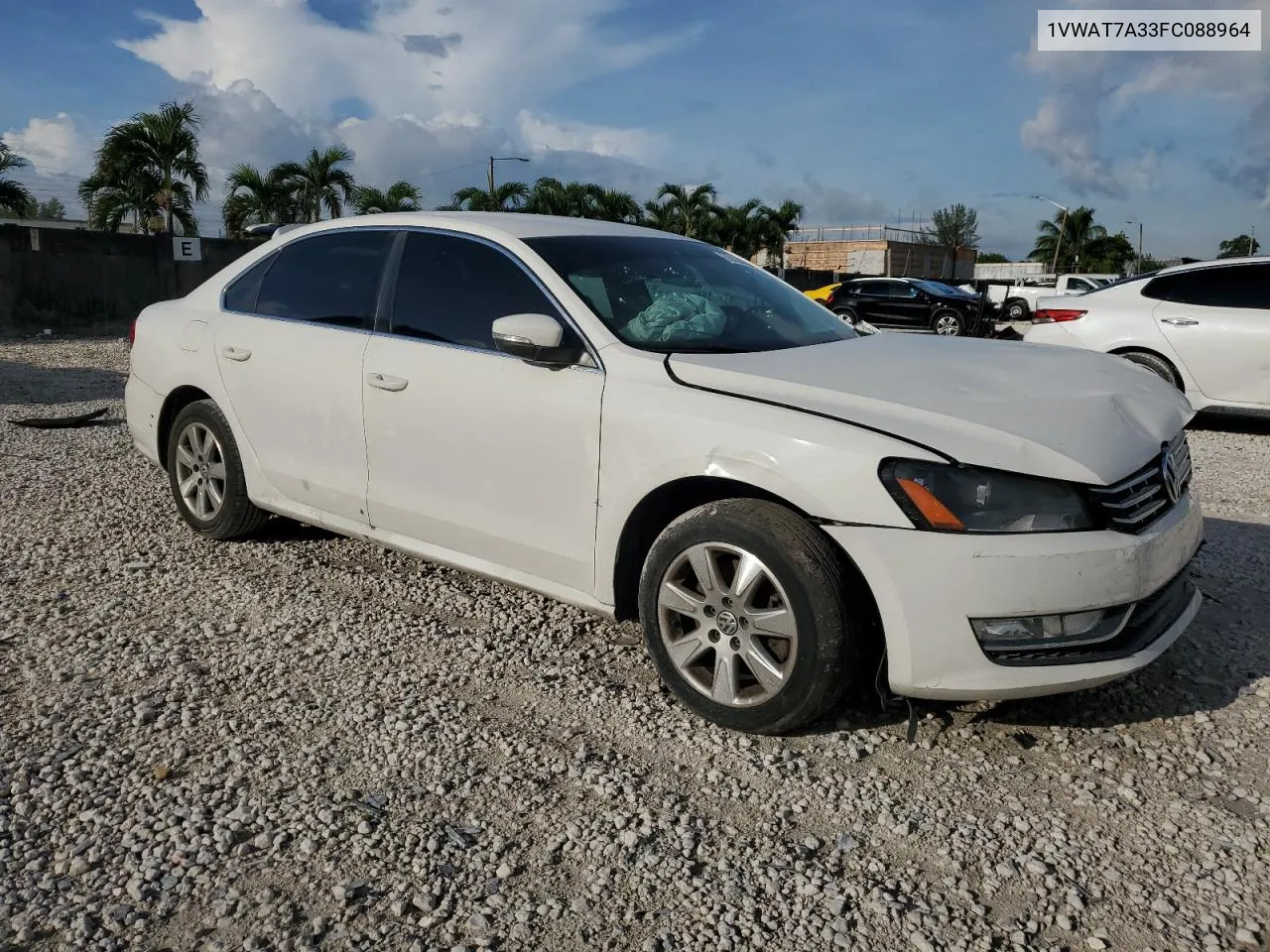 2015 Volkswagen Passat S VIN: 1VWAT7A33FC088964 Lot: 73138254