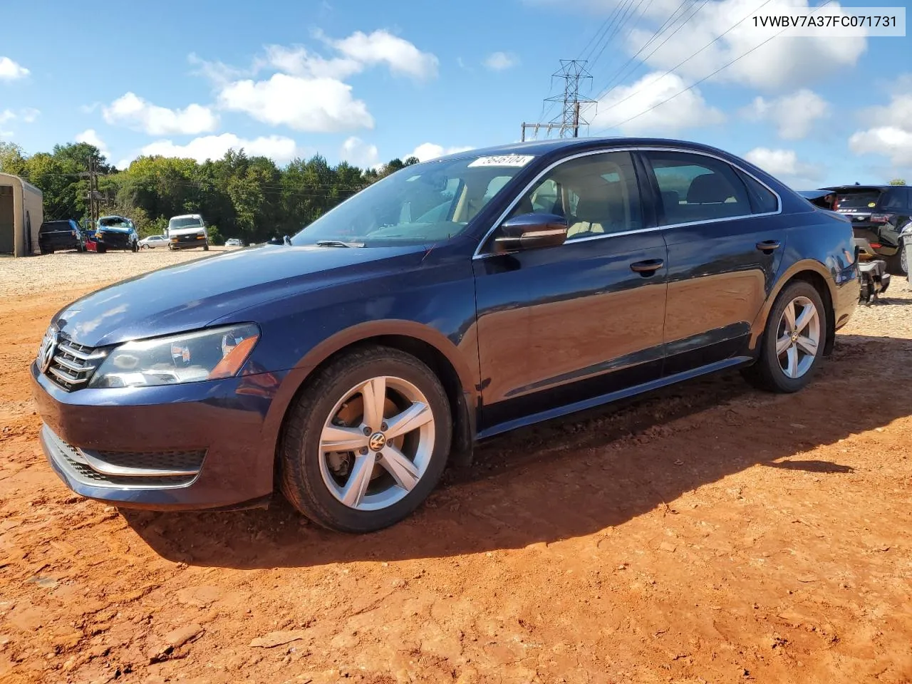 2015 Volkswagen Passat Se VIN: 1VWBV7A37FC071731 Lot: 73646104