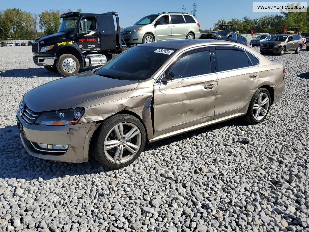 1VWCV7A34FC038030 2015 Volkswagen Passat Sel