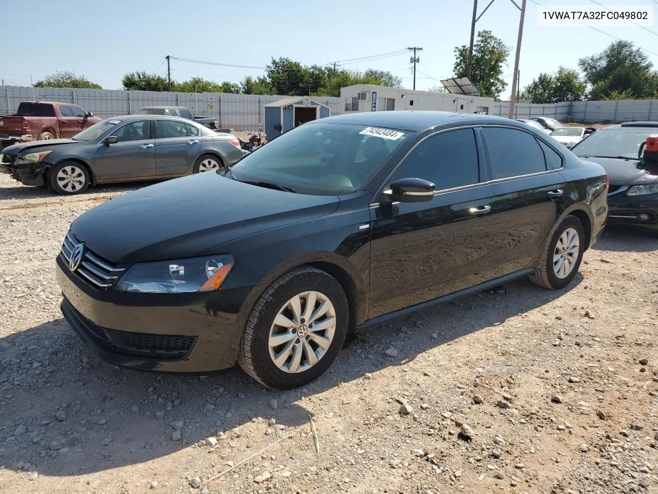 2015 Volkswagen Passat S VIN: 1VWAT7A32FC049802 Lot: 74343484