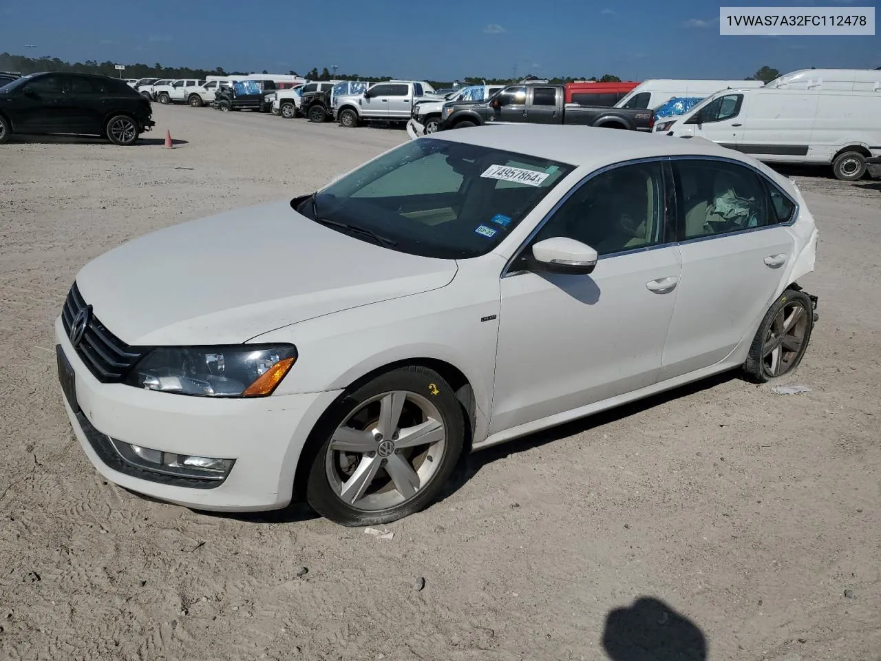 2015 Volkswagen Passat S VIN: 1VWAS7A32FC112478 Lot: 74957864