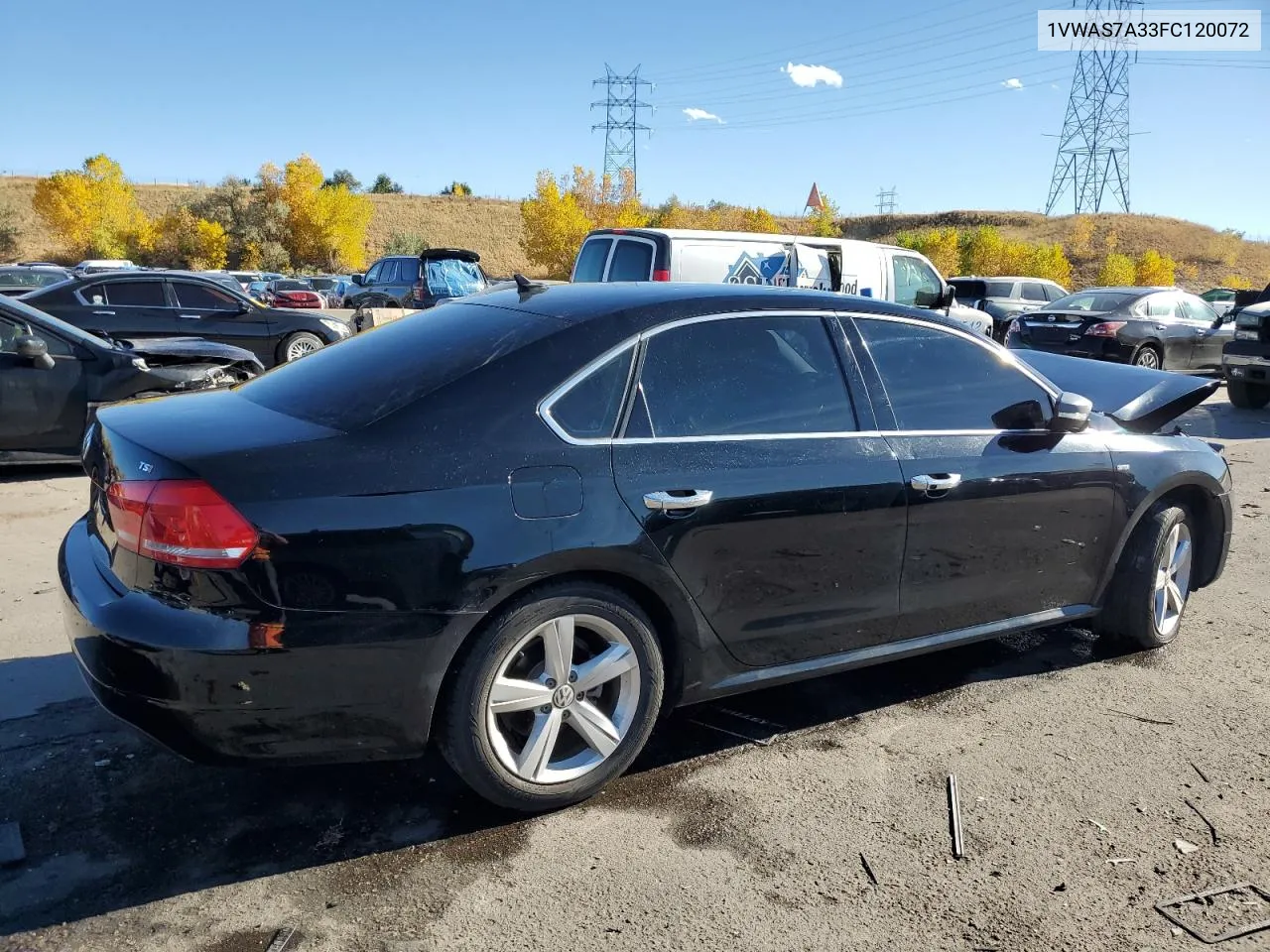 2015 Volkswagen Passat S VIN: 1VWAS7A33FC120072 Lot: 75554214