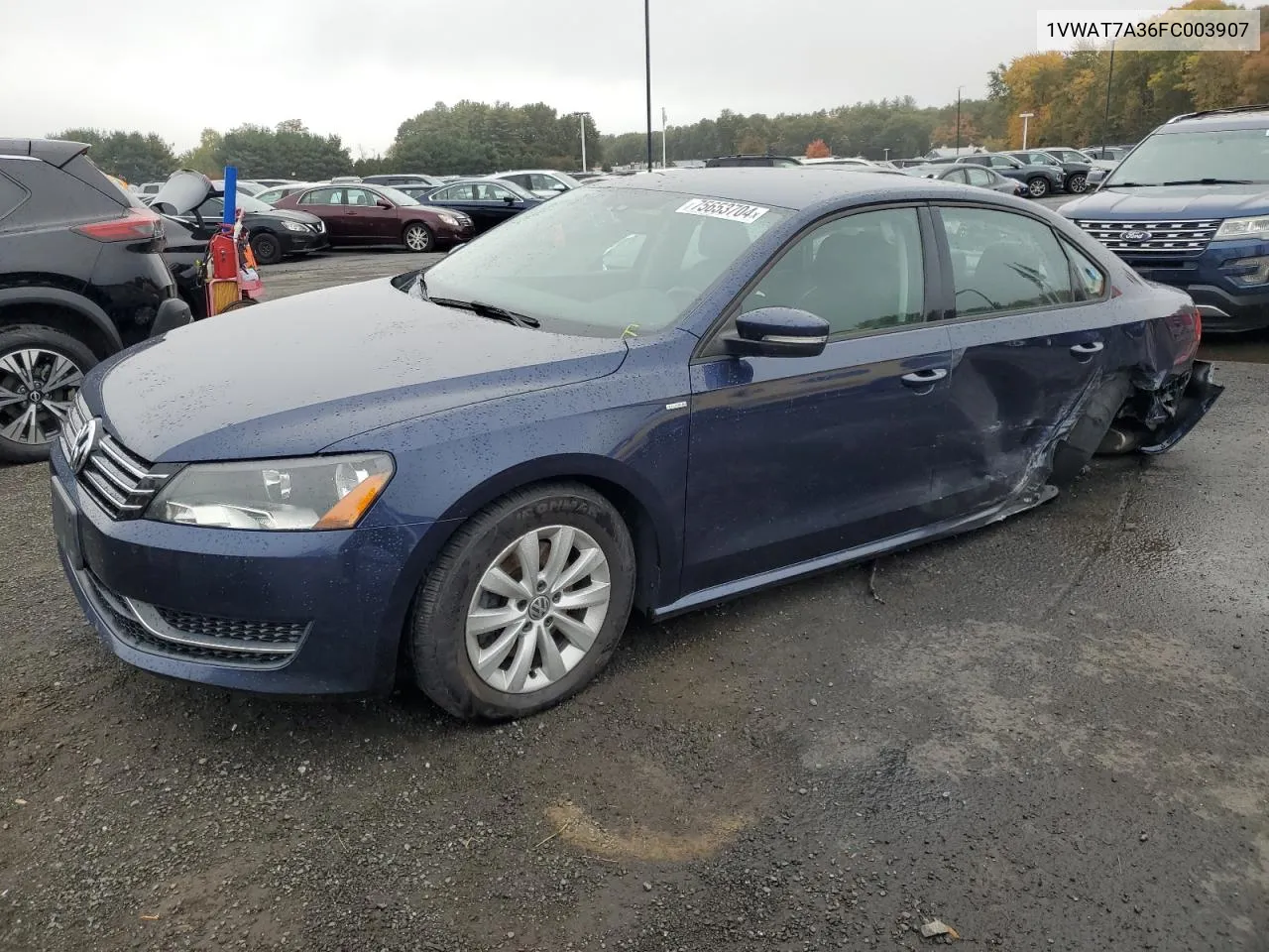 2015 Volkswagen Passat S VIN: 1VWAT7A36FC003907 Lot: 75653704