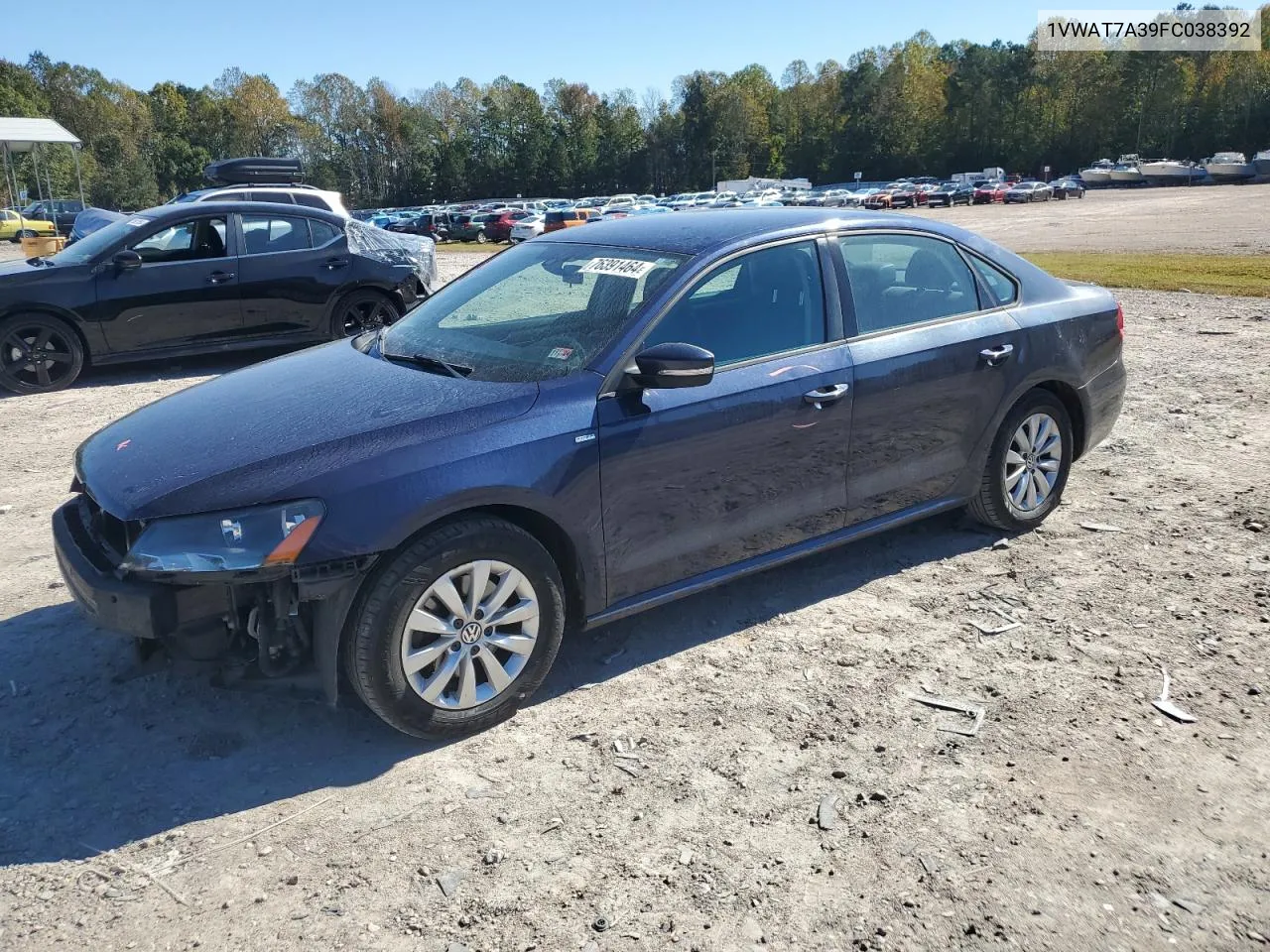 2015 Volkswagen Passat S VIN: 1VWAT7A39FC038392 Lot: 76391464