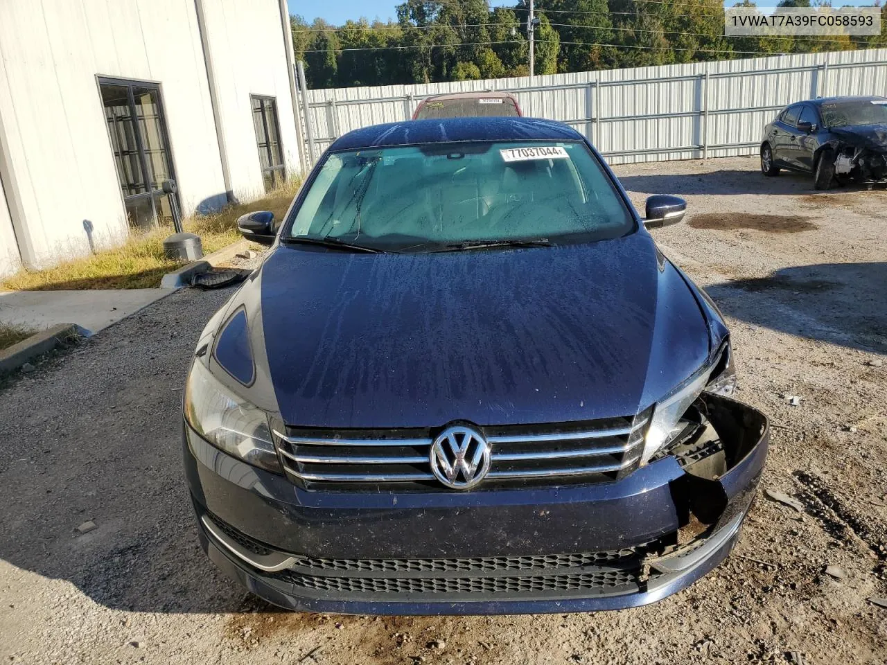 2015 Volkswagen Passat S VIN: 1VWAT7A39FC058593 Lot: 77037044