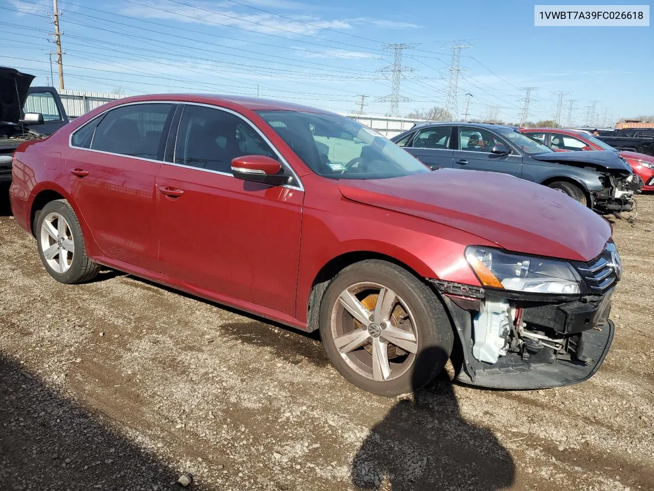 2015 Volkswagen Passat Se VIN: 1VWBT7A39FC026618 Lot: 79904364