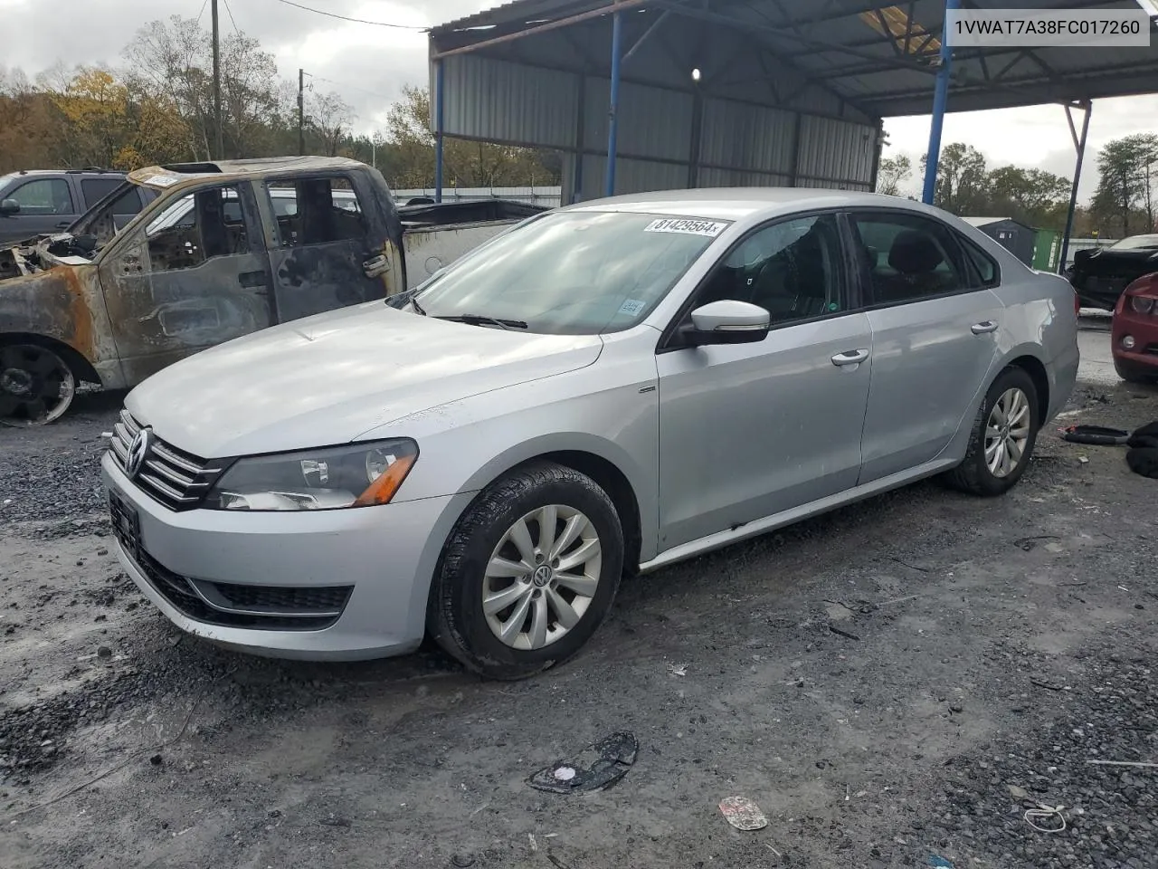 2015 Volkswagen Passat S VIN: 1VWAT7A38FC017260 Lot: 81429564