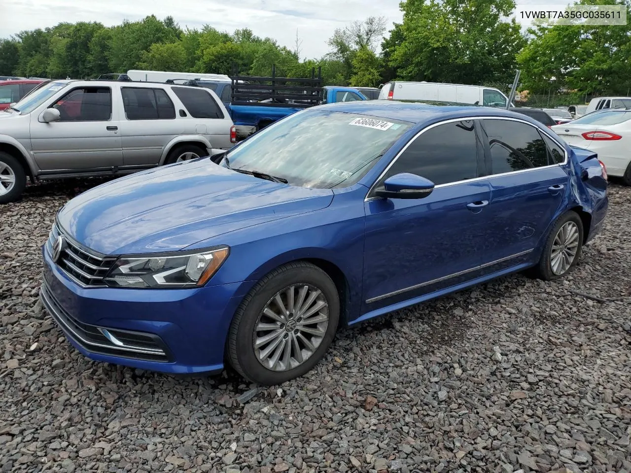 2016 Volkswagen Passat Se VIN: 1VWBT7A35GC035611 Lot: 63606074