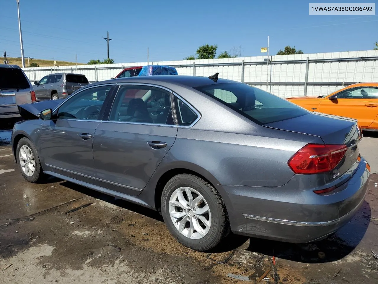 2016 Volkswagen Passat S VIN: 1VWAS7A38GC036492 Lot: 69112884