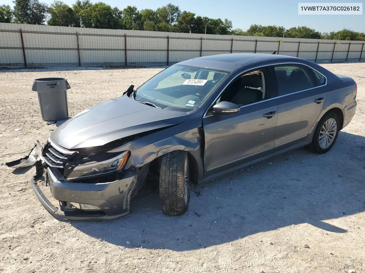 2016 Volkswagen Passat Se VIN: 1VWBT7A37GC026182 Lot: 70724894