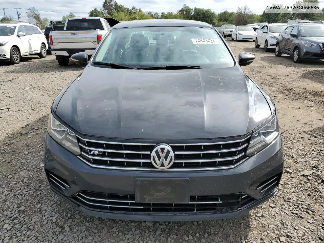 2016 Volkswagen Passat S VIN: 1VWAT7A32GC066536 Lot: 74043424