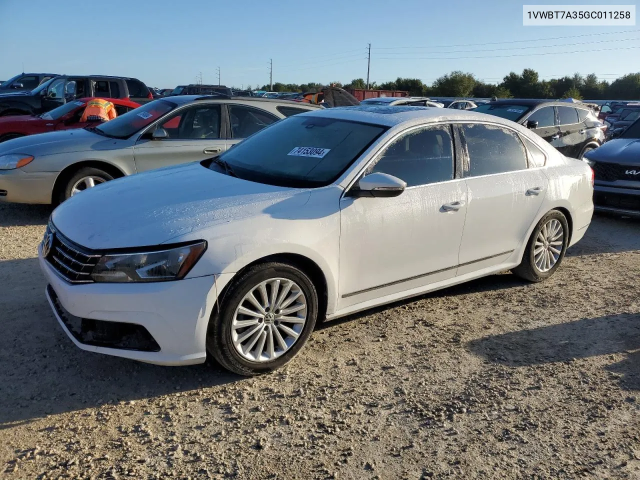 2016 Volkswagen Passat Se VIN: 1VWBT7A35GC011258 Lot: 74153094