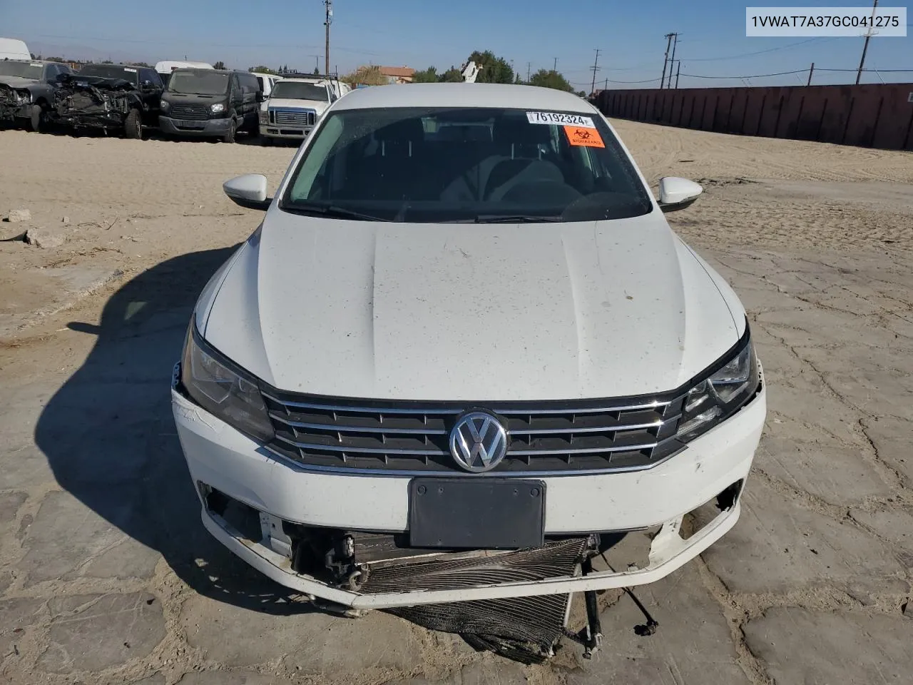 2016 Volkswagen Passat S VIN: 1VWAT7A37GC041275 Lot: 76192324