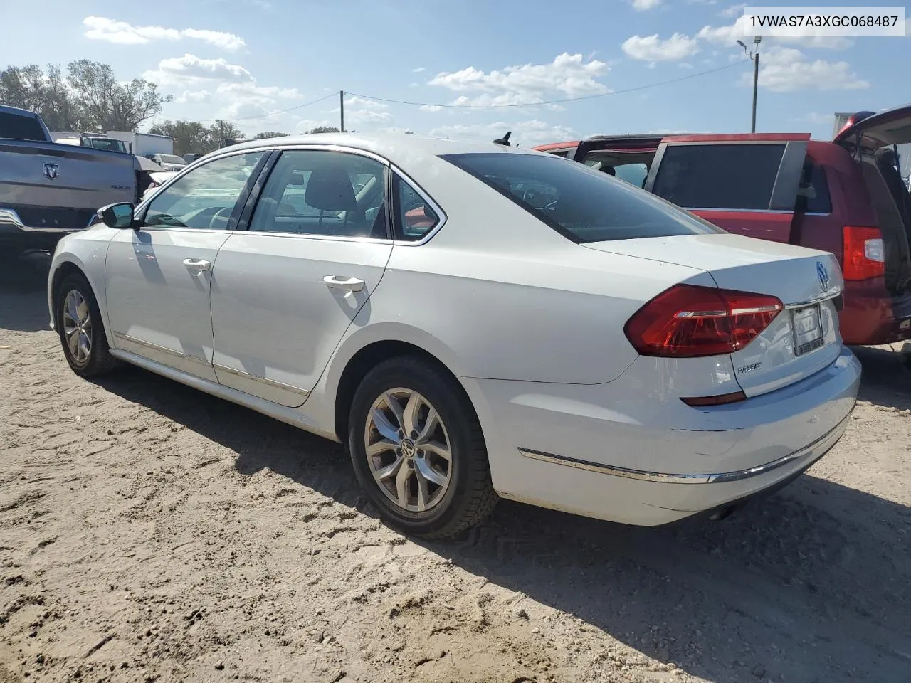 2016 Volkswagen Passat S VIN: 1VWAS7A3XGC068487 Lot: 77321574