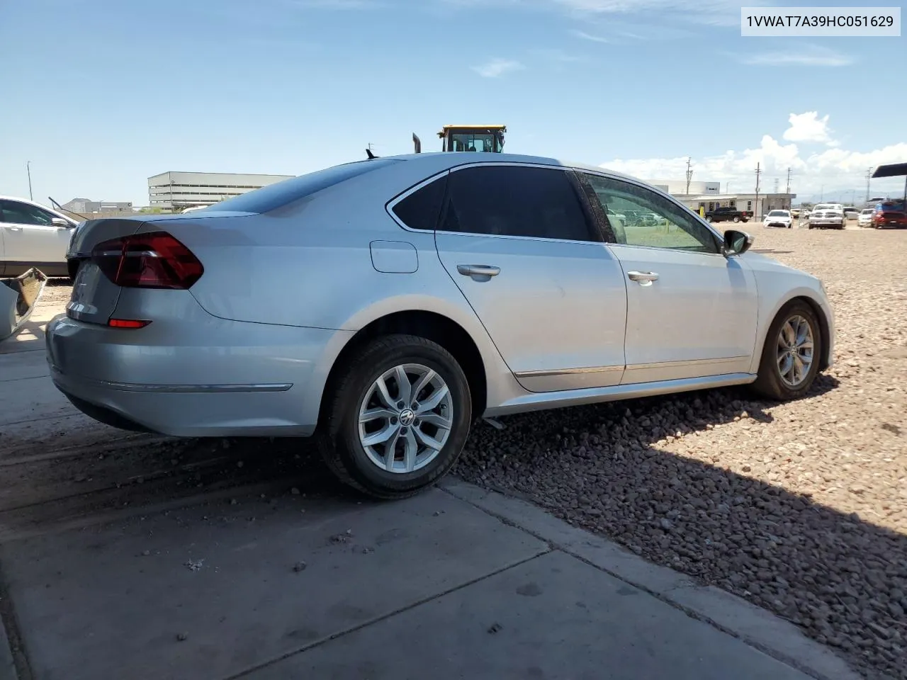 2017 Volkswagen Passat S VIN: 1VWAT7A39HC051629 Lot: 59180604