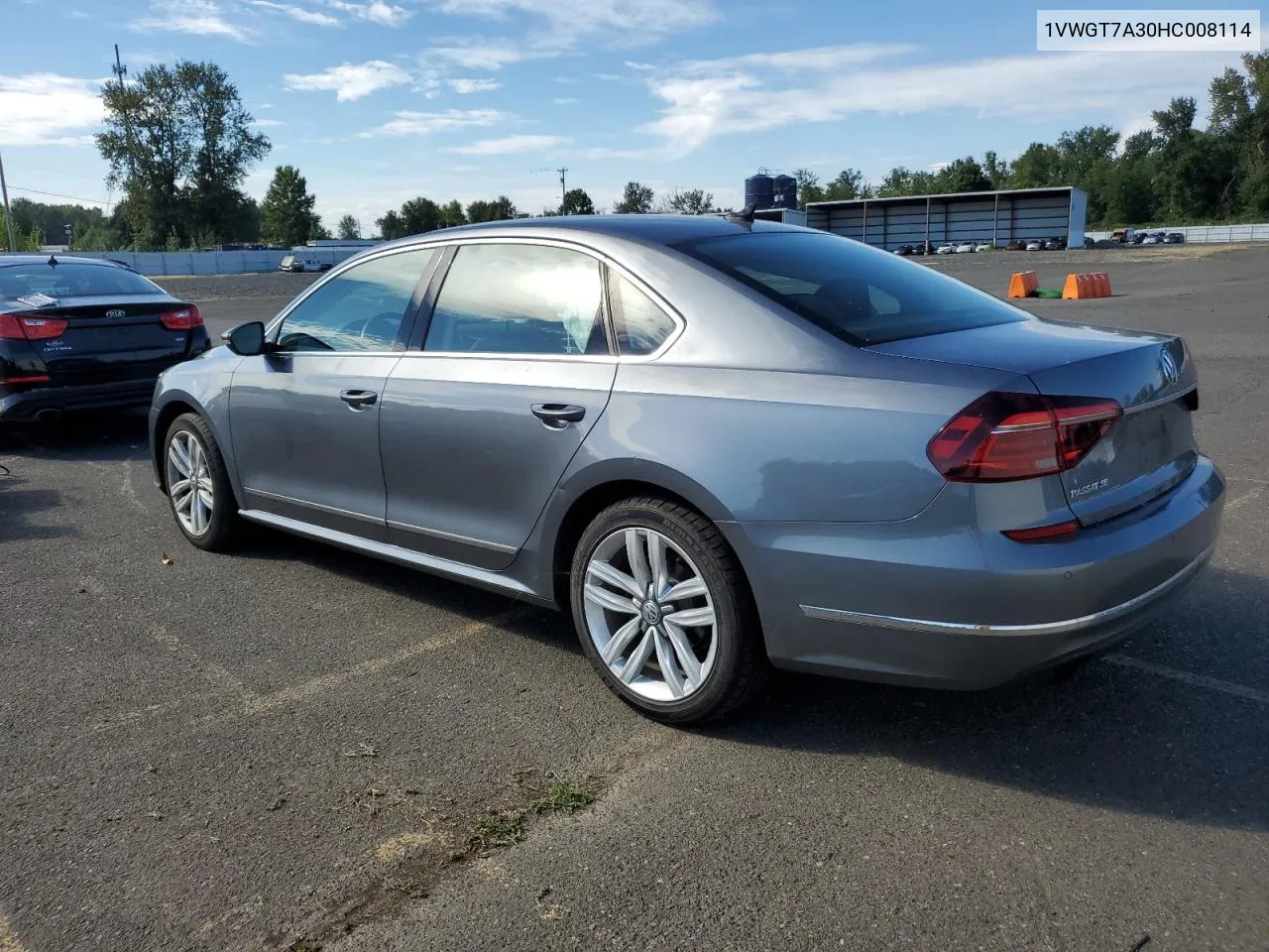 2017 Volkswagen Passat Se VIN: 1VWGT7A30HC008114 Lot: 69117044