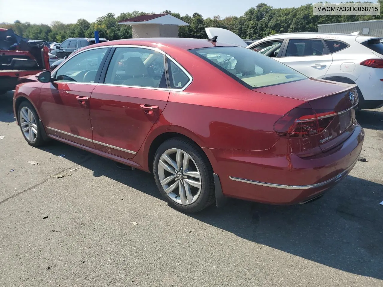 2017 Volkswagen Passat Sel Premium VIN: 1VWCM7A32HC068715 Lot: 71524004