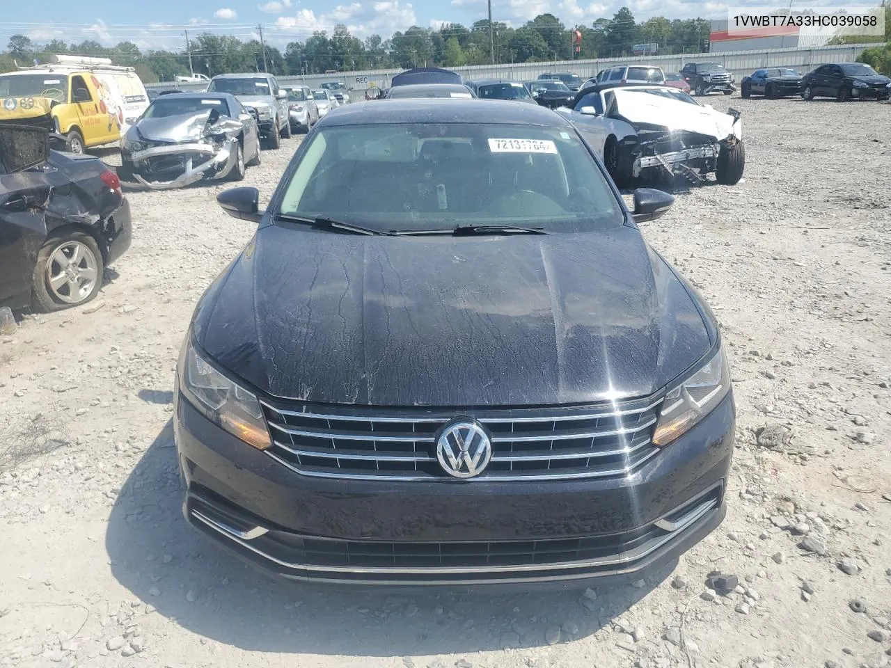 2017 Volkswagen Passat Se VIN: 1VWBT7A33HC039058 Lot: 72131784