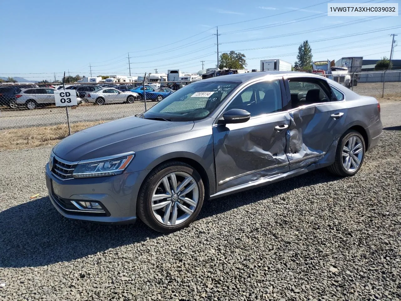 2017 Volkswagen Passat Se VIN: 1VWGT7A3XHC039032 Lot: 72839114