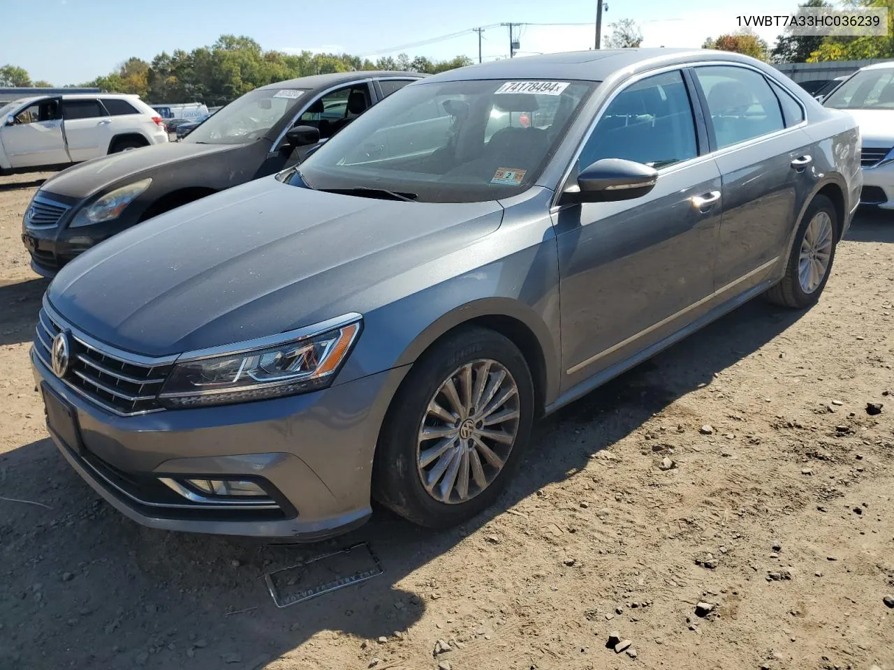 2017 Volkswagen Passat Se VIN: 1VWBT7A33HC036239 Lot: 74178494