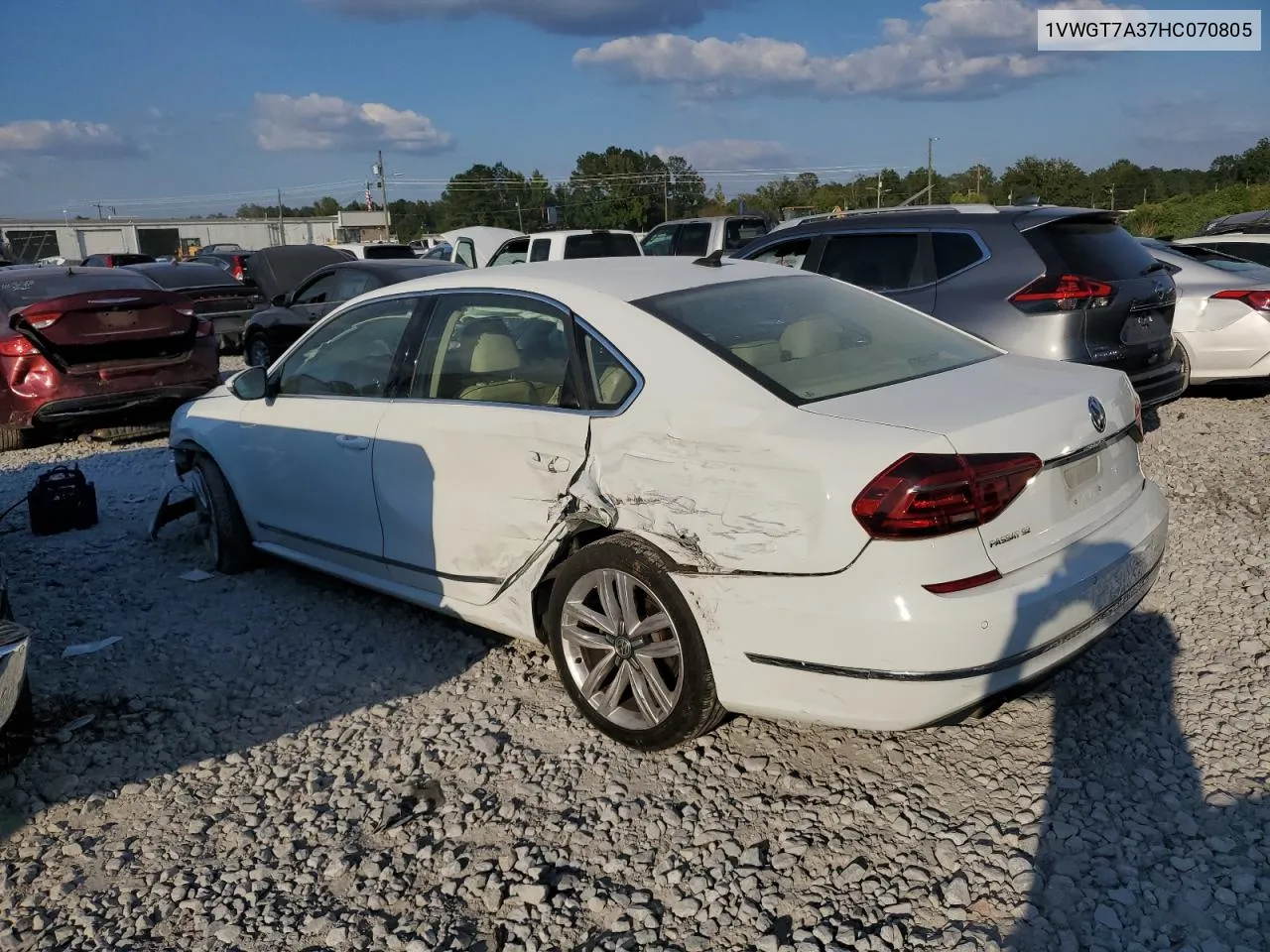 2017 Volkswagen Passat Se VIN: 1VWGT7A37HC070805 Lot: 75170624