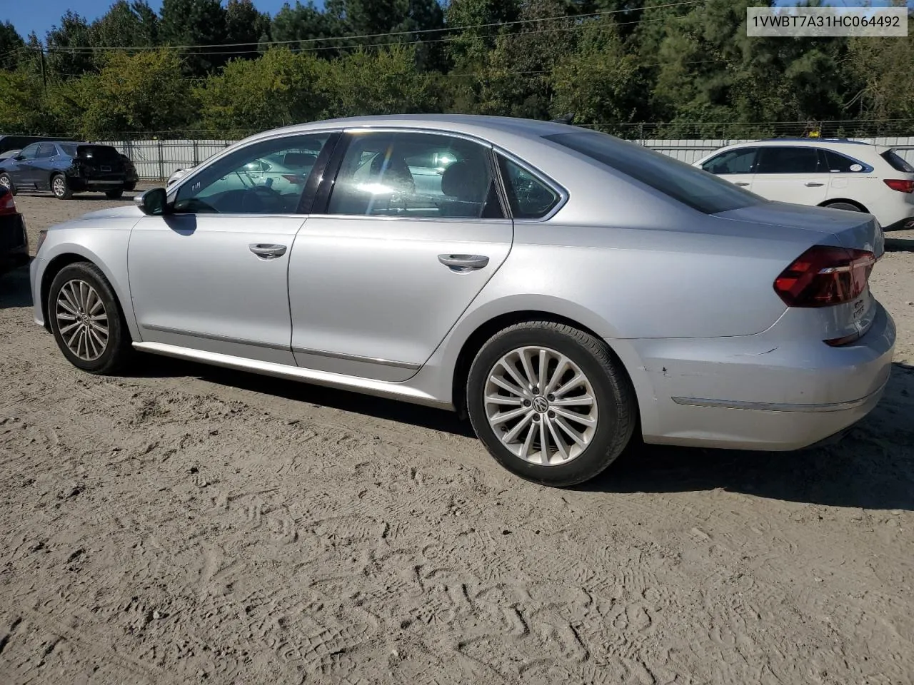 2017 Volkswagen Passat Se VIN: 1VWBT7A31HC064492 Lot: 76022604