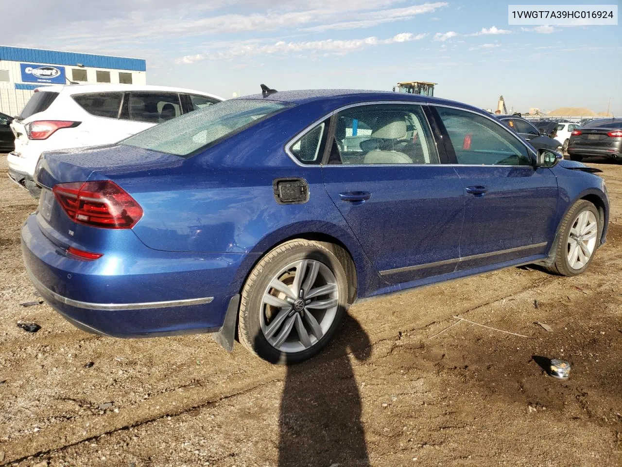 2017 Volkswagen Passat Se VIN: 1VWGT7A39HC016924 Lot: 76584344