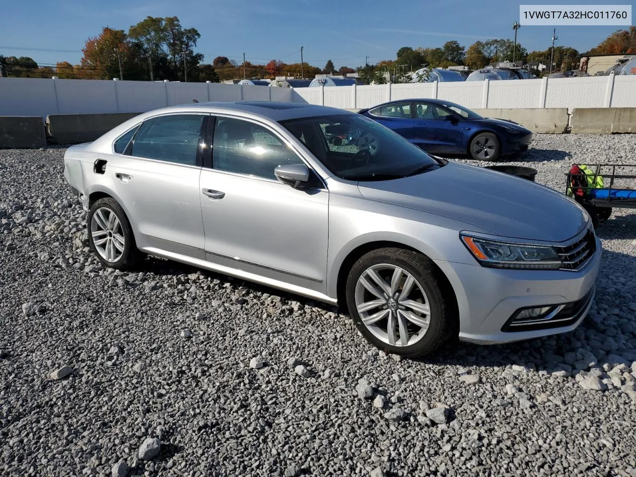 2017 Volkswagen Passat Se VIN: 1VWGT7A32HC011760 Lot: 76790464