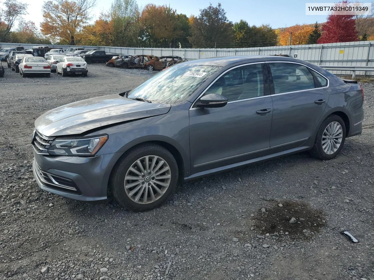 2017 Volkswagen Passat Se VIN: 1VWBT7A32HC019349 Lot: 77592944