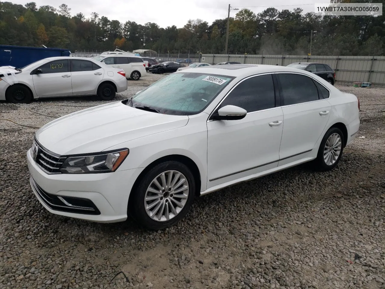 2017 Volkswagen Passat Se VIN: 1VWBT7A30HC005059 Lot: 78009174