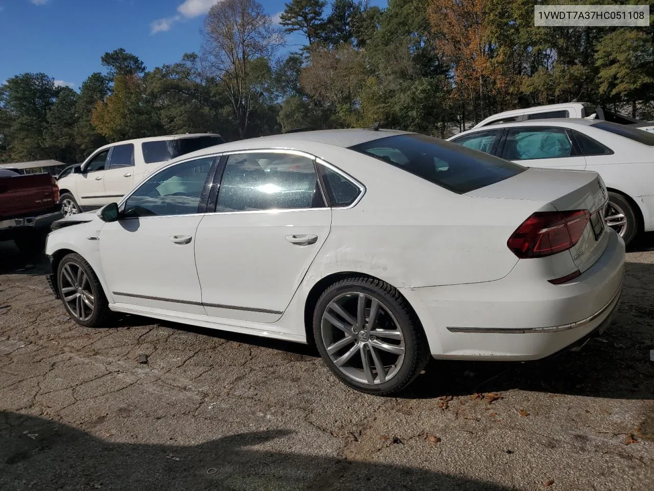 2017 Volkswagen Passat R-Line VIN: 1VWDT7A37HC051108 Lot: 79524234