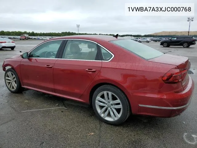 1VWBA7A3XJC000768 2018 Volkswagen Passat Se