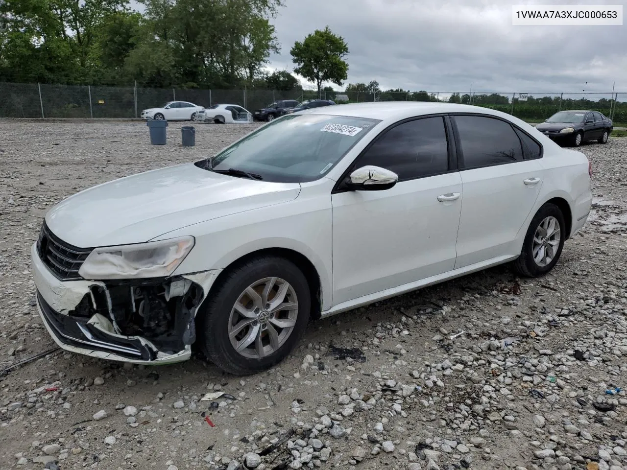 2018 Volkswagen Passat S VIN: 1VWAA7A3XJC000653 Lot: 62304274