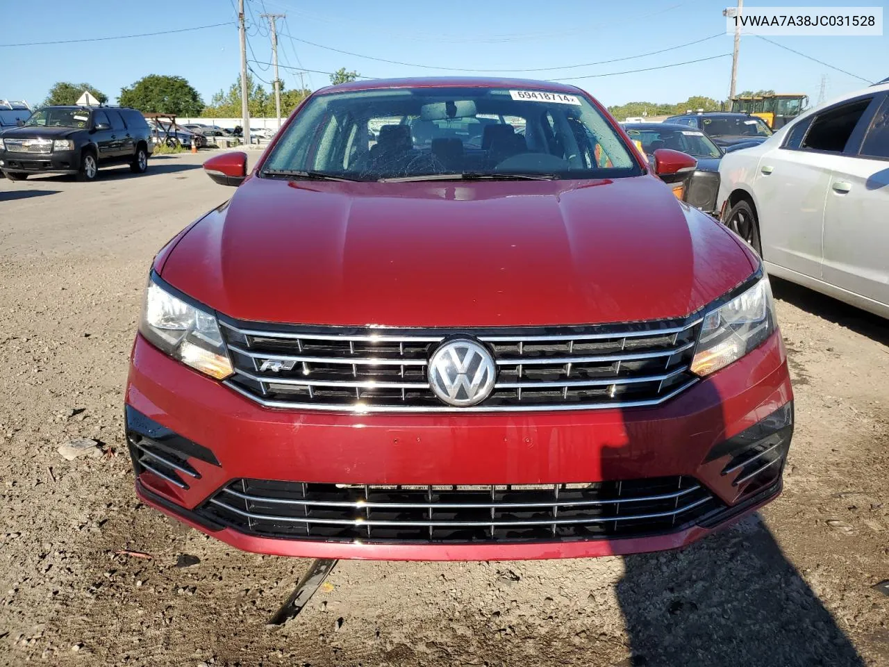 2018 Volkswagen Passat S VIN: 1VWAA7A38JC031528 Lot: 69418714