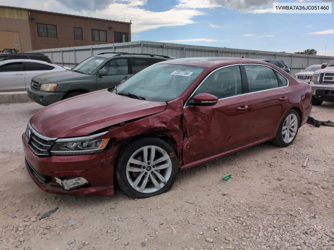 2018 Volkswagen Passat Se VIN: 1VWBA7A36JC051460 Lot: 72077704