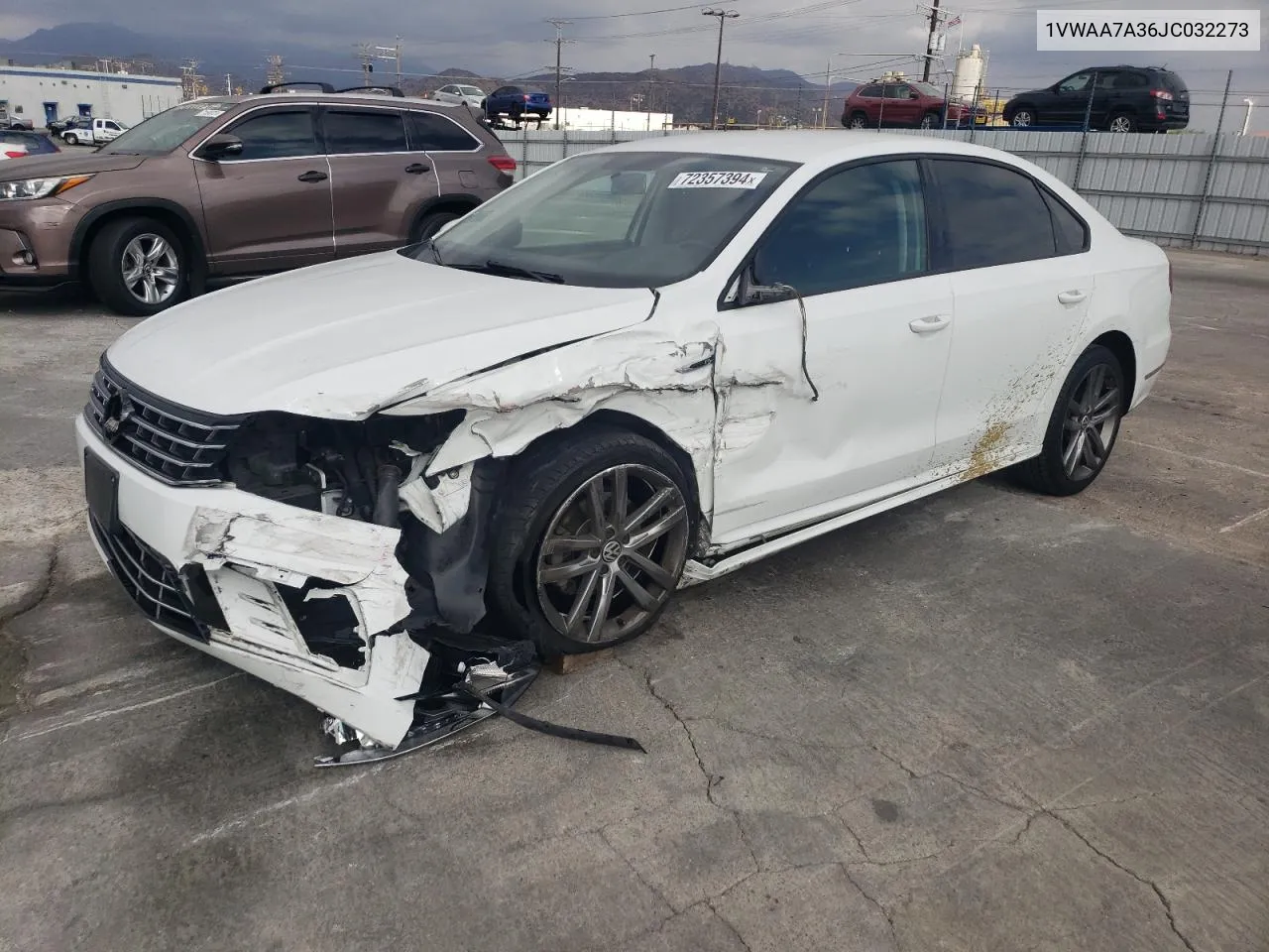 2018 Volkswagen Passat S VIN: 1VWAA7A36JC032273 Lot: 72357394