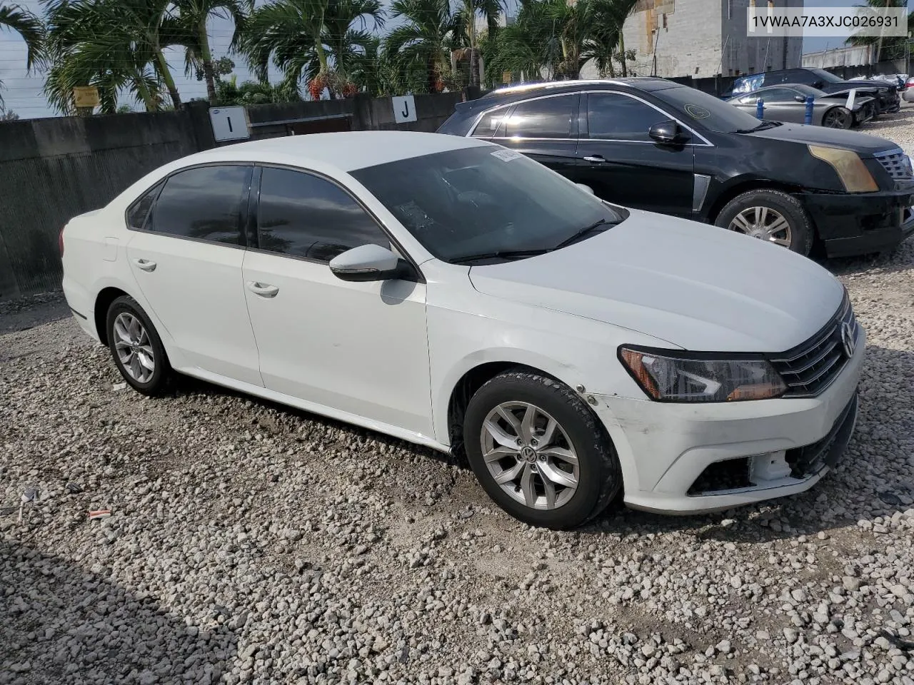 2018 Volkswagen Passat S VIN: 1VWAA7A3XJC026931 Lot: 76770614